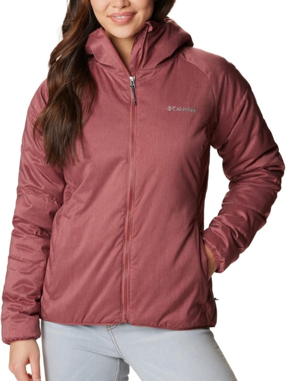 Columbia red pink hooded jacket
